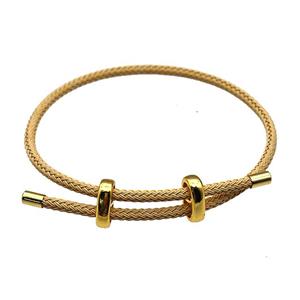 Beige Tiger Tail Steel Bracelet Adjustable, approx 3mm thickness [FR11386]