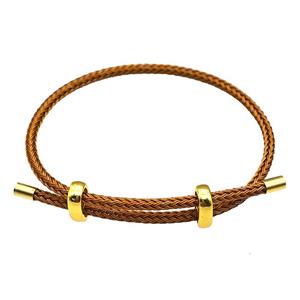 Brown Tiger Tail Steel Bracelet Adjustable, approx 3mm thickness [FR11389]