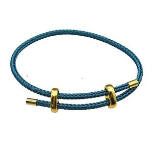 Teal Tiger Tail Steel Bracelet Adjustable, approx 3mm thickness [FR11392]