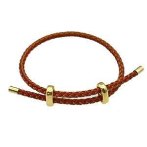 Red Golden Tiger Tail Steel Bracelet, adjustable, approx 3mm thickness [FR11399]