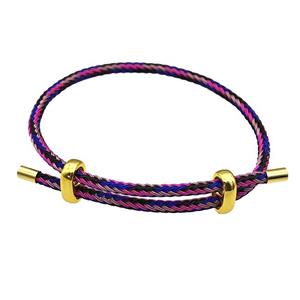 Multicolor Tiger Tail Steel Bracelet, adjustable, approx 3mm thickness [FR11402]