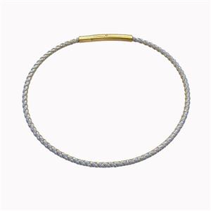 Gray Nylon Cord Bracelet With Stainless Steel Clasp, approx 2mm thickness [FR11421]