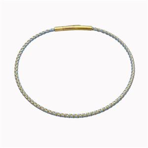 Lt.blue Nylon Cord Bracelet With Stainless Steel Clasp, approx 2mm thickness [FR11424]
