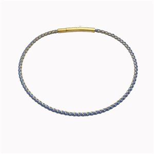Blue Nylon Cord Bracelet With Stainless Steel Clasp, approx 2mm thickness [FR11425]