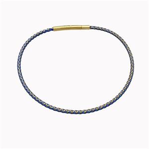 Blue Nylon Cord Bracelet With Stainless Steel Clasp, approx 2mm thickness [FR11426]