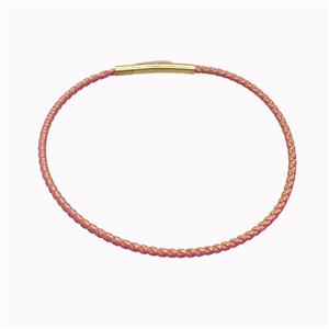 Pink Nylon Cord Bracelet With Stainless Steel Clasp, approx 2mm thickness [FR11429]
