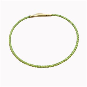 Green Nylon Cord Bracelet With Stainless Steel Clasp, approx 2mm thickness [FR11430]