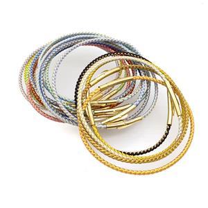 Nylon Cord Bracelet With Stainless Steel Clasp Mixed Color, approx 2mm thickness [FR11433]