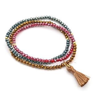 Chinese Crystal Glass Bracelets Stretchy, approx 3-3.5mm [FR11458]