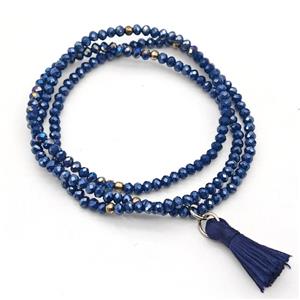 Blue Chinese Crystal Glass Bracelets Stretchy, approx 3-3.5mm [FR11460]