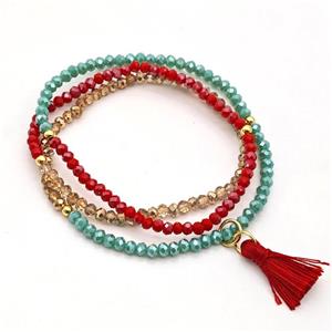 Chinese Crystal Glass Bracelets Stretchy Multicolor, approx 3-3.5mm [FR11464]