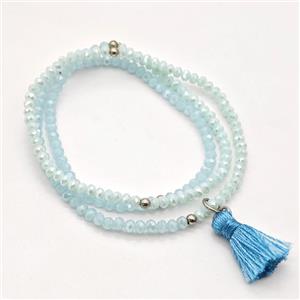 Aqua Chinese Crystal Glass Bracelets Stretchy, approx 3-3.5mm [FR11465]