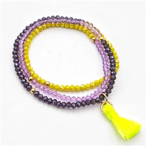 Chinese Crystal Glass Bracelets Stretchy Multicolor, approx 3-3.5mm [FR11467]