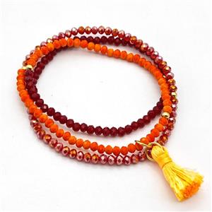 Chinese Crystal Glass Bracelets Stretchy Multicolor, approx 3-3.5mm [FR11468]