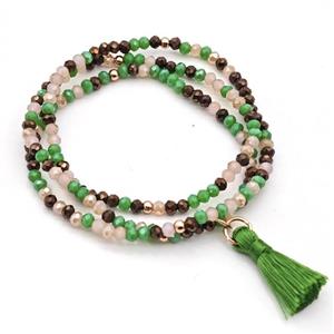 Chinese Crystal Glass Bracelets Stretchy, approx 3-3.5mm [FR11473]