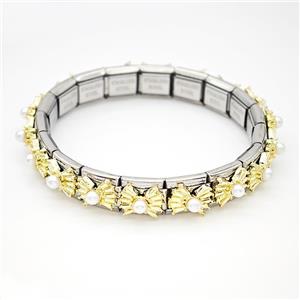 Stainless Steel Module Bracelet Pave Pearlized Resin, approx 9mm, 17cm length [FR11483]