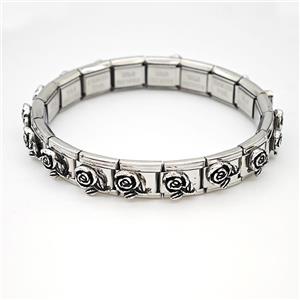 Stainless Steel Module Bracelet Rose Flower, approx 9mm, 17cm length [FR11488]