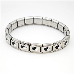 Stainless Steel Module Bracelet Heart, approx 9mm, 17cm length [FR11496]