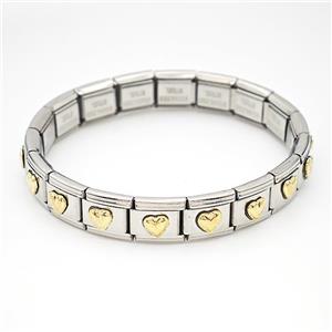 Stainless Steel Module Bracelet Heart, approx 9mm, 17cm length [FR11499]