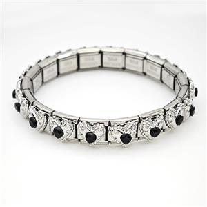 Stainless Steel Module Bracelet Heart, approx 9mm, 17cm length [FR11503]