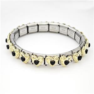 Stainless Steel Module Bracelet Heart, approx 9mm, 17cm length [FR11504]