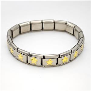Stainless Steel Module Bracelet Star, approx 9mm, 17cm length [FR11535]