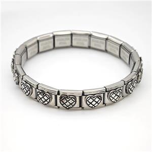 Stainless Steel Module Bracelet Heart, approx 9mm, 17cm length [FR11539]