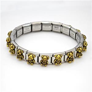 Stainless Steel Module Bracelet Bear, approx 9mm, 17cm length [FR11543]
