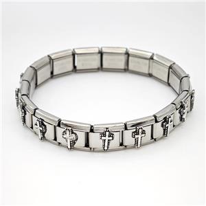 Stainless Steel Module Bracelet Cross, approx 9mm, 17cm length [FR11544]