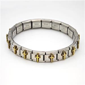 Stainless Steel Module Bracelet Cross, approx 9mm, 17cm length [FR11545]