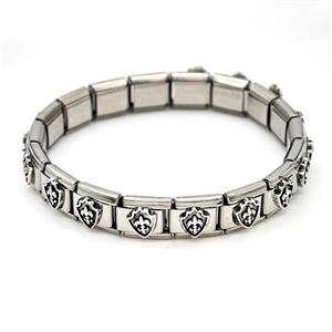 Stainless Steel Module Bracelet Shield, approx 9mm, 17cm length [FR11546]