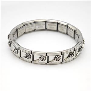 Stainless Steel Module Bracelet Flower, approx 9mm, 17cm length [FR11548]