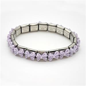 Raw Stainless Steel Module Bracelet Pave Resin Bow, approx 9-10mm, 17cm length [FR11572]