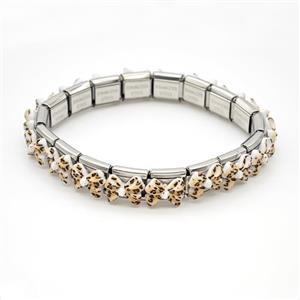 Raw Stainless Steel Module Bracelet Pave Resin Bow, approx 9-10mm, 17cm length [FR11576]