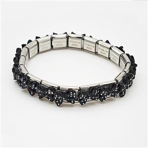 Raw Stainless Steel Module Bracelet Pave Resin Bow, approx 9-10mm, 17cm length [FR11577]