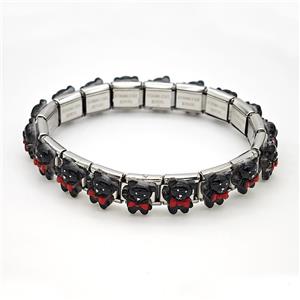 Raw Stainless Steel Module Bracelet Pave Resin Bear, approx 9-10mm, 17cm length [FR11581]
