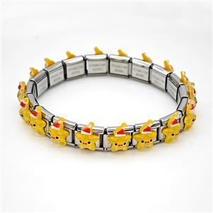 Raw Stainless Steel Module Bracelet Pave Resin Genie, approx 9-10mm, 17cm length [FR11583]