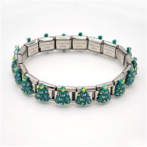 Raw Stainless Steel Module Bracelet Pave Resin, approx 9-10mm, 17cm length [FR11584]