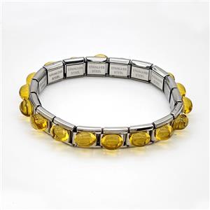 Raw Stainless Steel Module Bracelet Pave Resin, approx 9-10mm, 17cm length [FR11589]