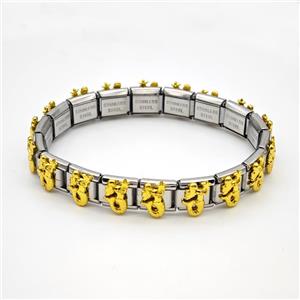 Raw Stainless Steel Module Bracelet Pave Alloy Mermaid, approx 9-10mm, 17cm length [FR11590]