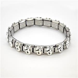 Raw Stainless Steel Module Bracelet Pave Alloy Mermaid, approx 9-10mm, 17cm length [FR11592]
