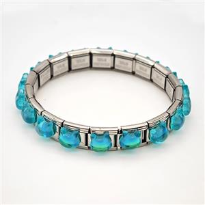 Raw Stainless Steel Module Bracelet Pave Acrylic, approx 9-10mm, 17cm length [FR11611]