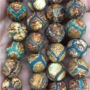 round Tibetan Agate Beads, football, approx 12mm dia [GA1689]