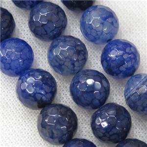 blue Veins Agate Beads, faceted round, approx 14mm dia [GA1702-14MM]