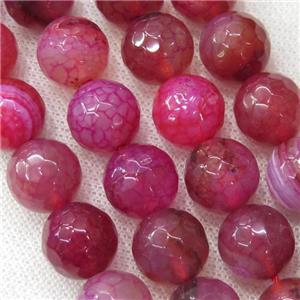 hotpink veins Agate Beads, faceted round, approx 14mm dia [GA1706-14MM]