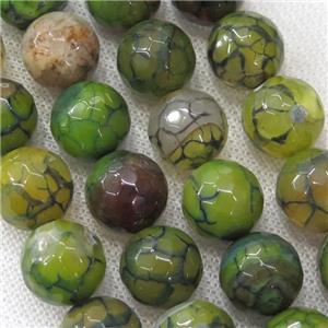 green veins Agate Beads, faceted round, approx 14mm dia [GA1709-14MM]
