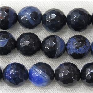 blue Druzy Agate beads, faceted round, approx 8mm dia [GA1719-8MM]