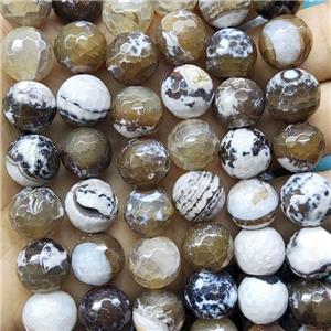 coffee Fire Agate Beads, faceted round, approx 14mm dia [GA1723-14MM]
