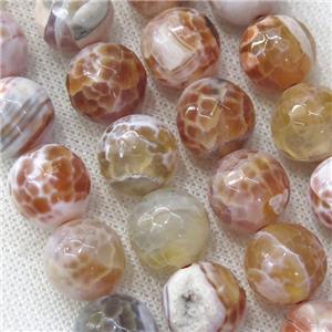lt.red Fire Agate Beads, faceted round, approx 8mm dia [GA1727-8MM]