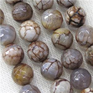 coffee veins Agate Beads, faceted round, approx 8mm dia [GA1729-8MM]